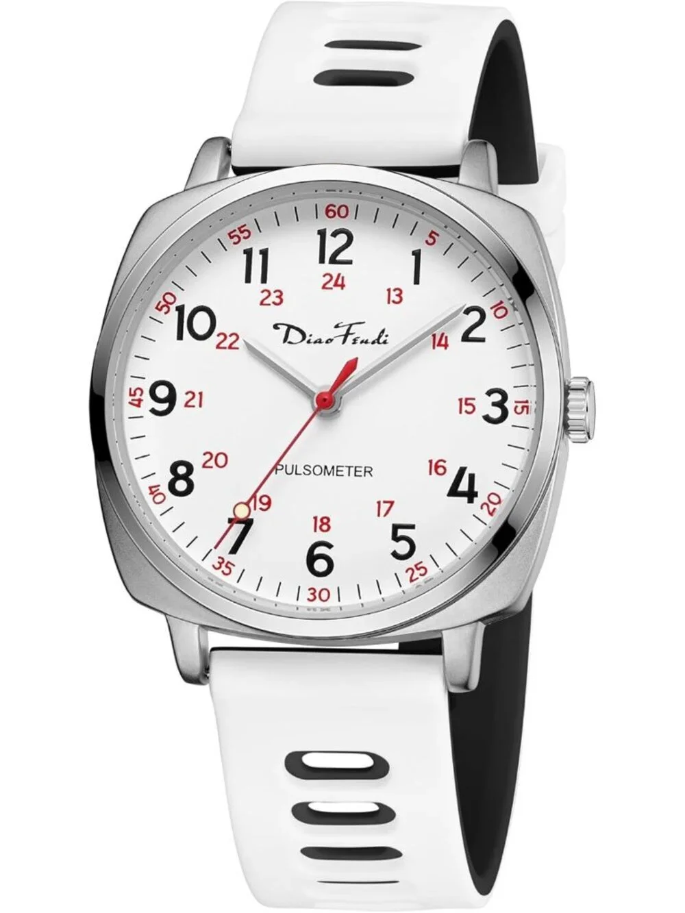 Diaofendi Women White Silver Analog Nurse Medical Professional Waterproof Watch